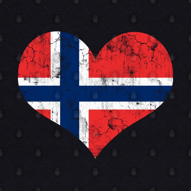 Norway Norwegian Flag Heart Norge Love Distressed by E